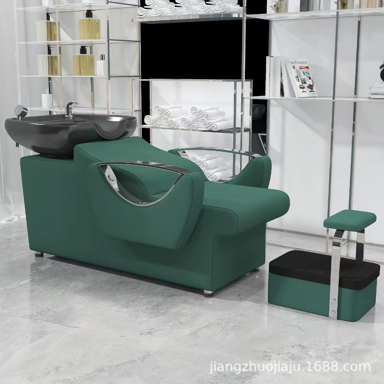 Red en línea lavabo de cerámica lavabo de cabello salón de pelo sillón lavabo de cabello cama de lavado de agua lavabo de cabello barbería cama de lavabo de cabello cómodo