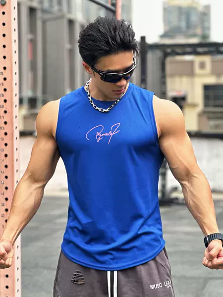 Summer New Trendy Men's Pullover Round Neck Mesh Base Shirt Sports Fitness Top Sleeveless Vest Temperature Change