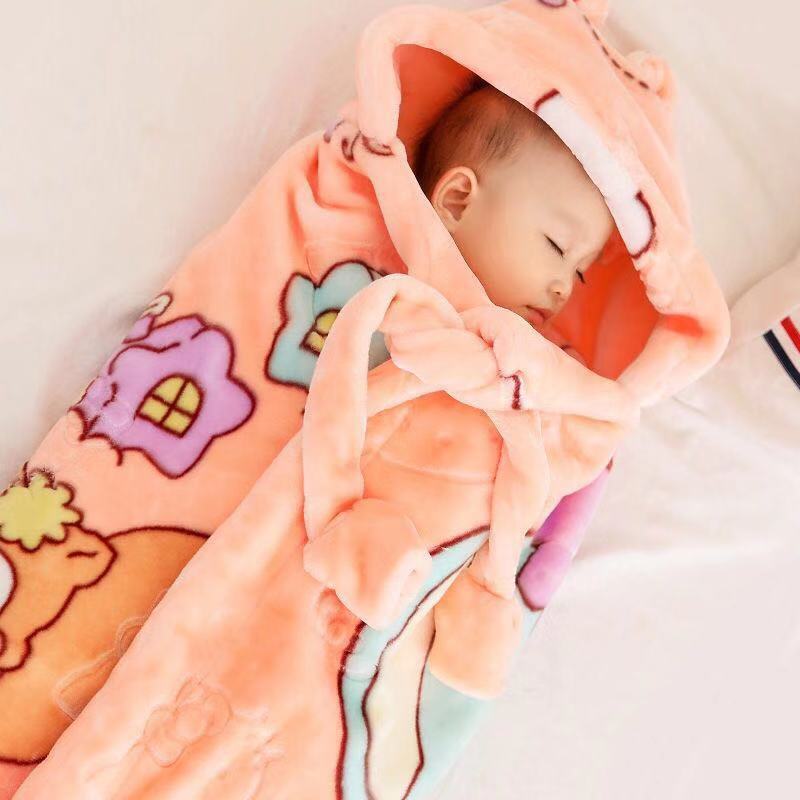 Baby Blanket Autumn and Winter Winter Blanket Newborn Newborn Blanket Double Layer Thickeneded Outing Stroller Blanket Cloak