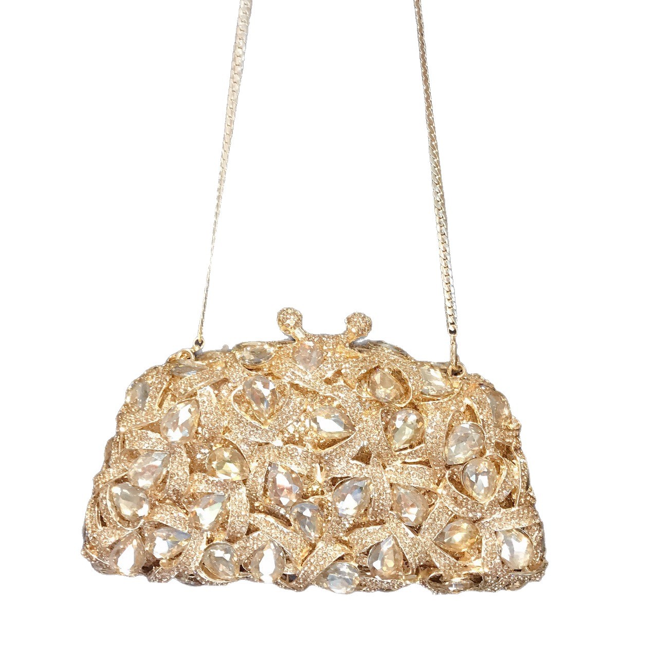 Túi clutch dạ hội đính kim cương pha lê kiểu Âu Mỹ — Nền vàng kim cương trắng, Đế Vàng Kim Cương, Nền bạc kim cương trắng, Đáy Bạc AB ảo thuật kim cương