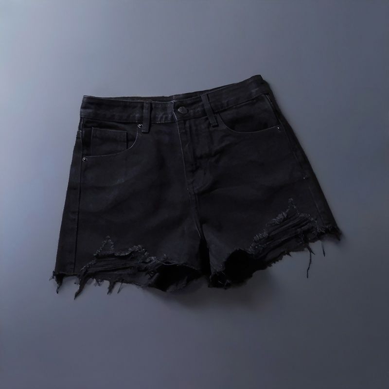 Ripped Denim Shorts for Women, Summer 2026, Thin High-Waisted Slimming Wide-Leg Korean Style Fringe Hot Pants, European Fashion Trend Ol Ripped Denim Shorts for Women, Summer 2026, Thin High-Waisted Slimming Wide-Leg Korean Style Fringe Hot Pants, European Fashion Trend Ol