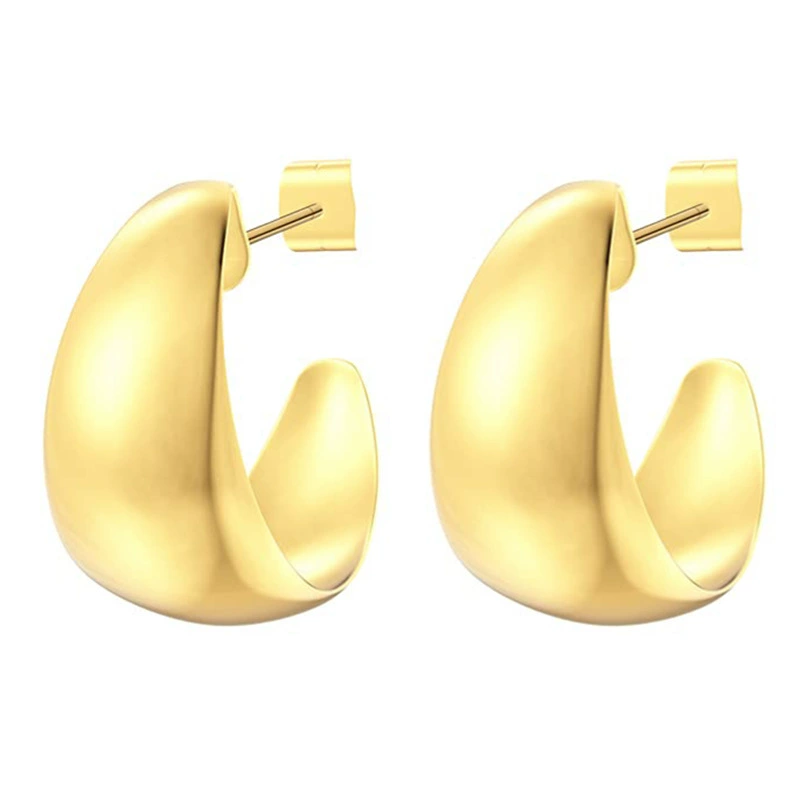 Трансграничные женские разнообразные простые серьги в форме колец из грубого золота с позолотой 14 карат, новые легкие женские серьги