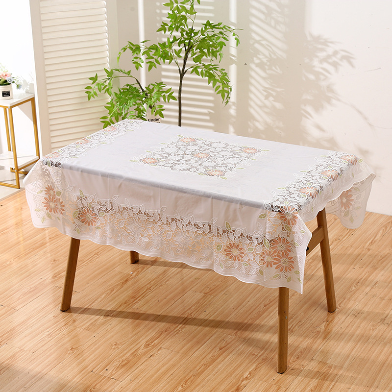 Impresión de atmósfera simple hueco tela de mesa rectangular impermeable a prueba de aceite sin lavado a prueba de quemaduras mesa de té mesa de comedor tela de mesa mahjong