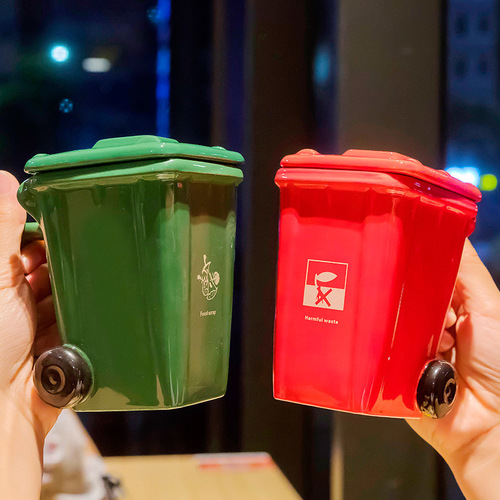 K9HX Wholesale Trash Can Cup Toilet Style Ceramic Mug Women's New  Funny Tea Cup for Boys