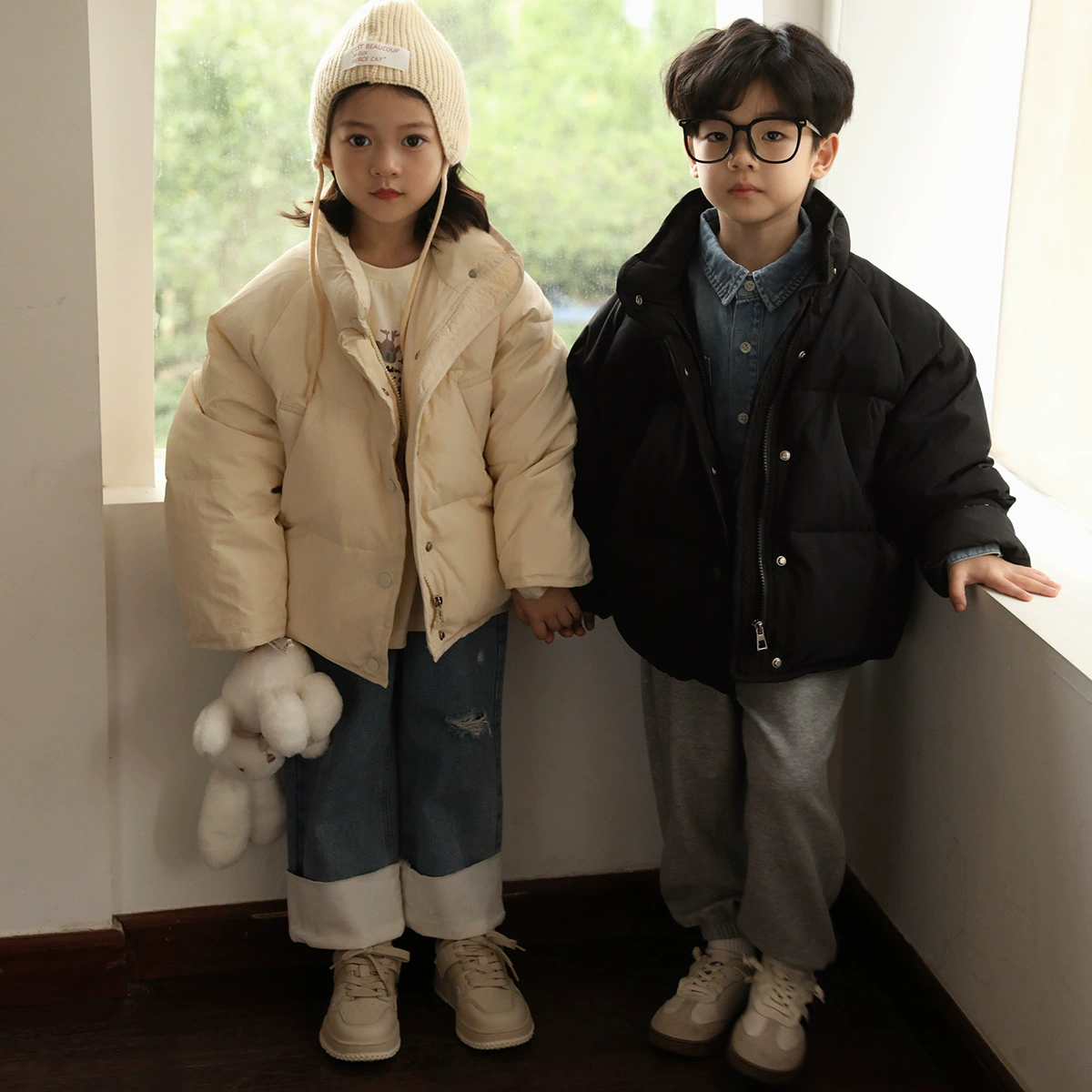 Вечерний детский зимний хлебный пуховик