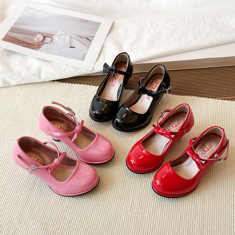 Foreign Trade Girls' High-Heeled Princess Shoes 2026 Spring and Autumn Models for Older Children, Red Student Performance Dance Shoes, Small Leather Shoes Foreign Trade Girls' High-Heeled Princess Shoes 2026 Spring and Autumn Models for Older Children, Red Student Performance Dance Shoes, Small Leather Shoes
