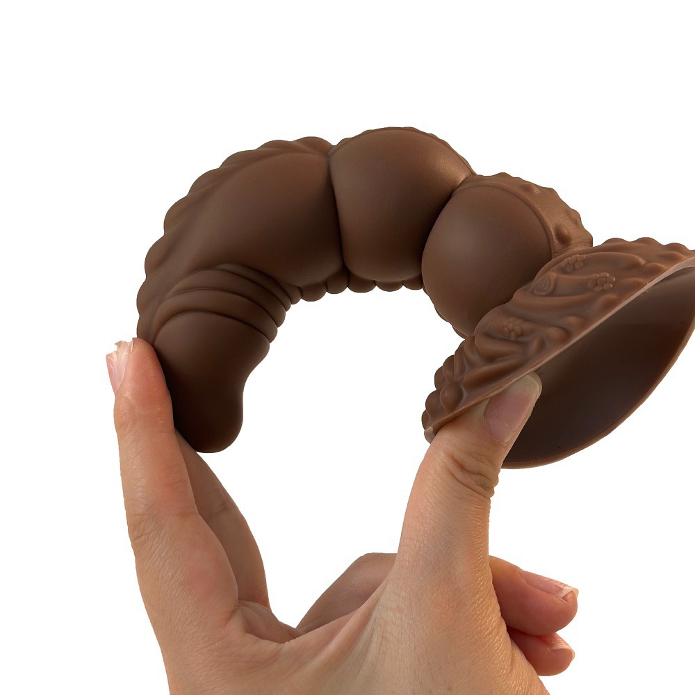 Huanlong Silicone Anal Plug, Large Special-Shaped Soft Vaginal Plug in Coffee Brown — detail image 5