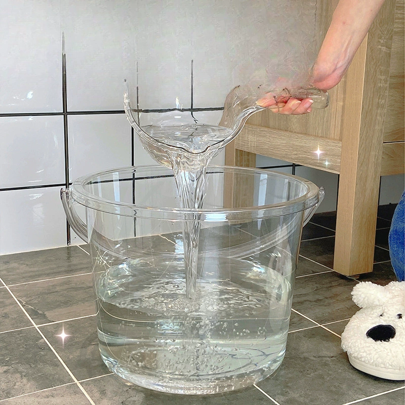 Прозрачное ведро, акриловое бытовое пластиковое ведро, прозрачное ведро, большая бочка для общежития, ведро для ванны с крышкой, портативное и сидячее