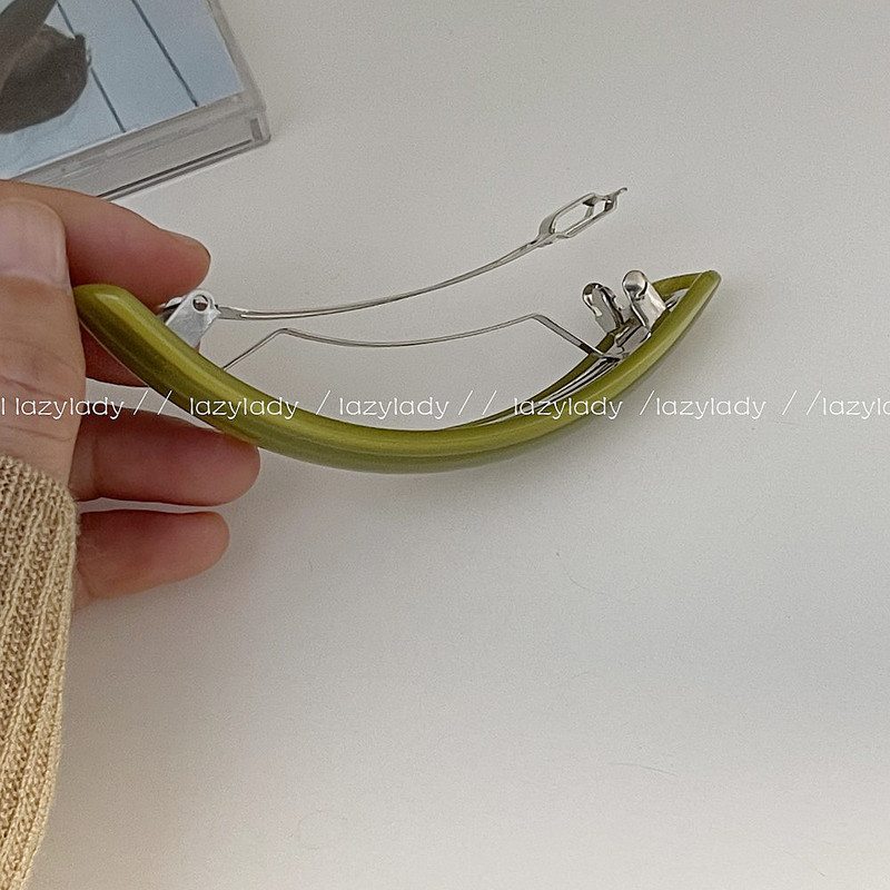 高级感たっぷりスプリングクリップセミレザーローテールヘアクリップ一字クリップ日韩洋気ヘアクリップ女|undefined