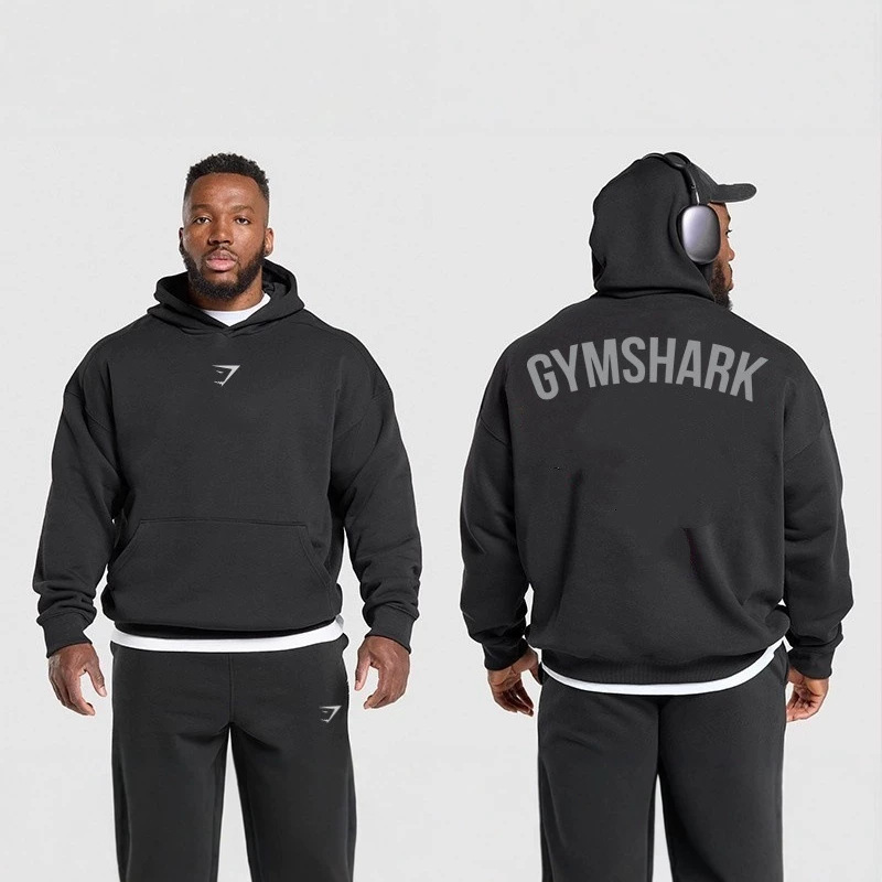 GYMSHARK Classic Heavyweight Hoodie for Muscular Men, Autumn/Winter Sports and Fitness Double-Layer Composite Hoodie GYMSHARK Classic Heavyweight Hoodie for Muscular Men, Autumn/Winter Sports and Fitness Double-Layer Composite Hoodie