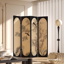 法式中古花鸟屏风隔断客厅现代简约可移动办公室玄关卧室遮挡家用