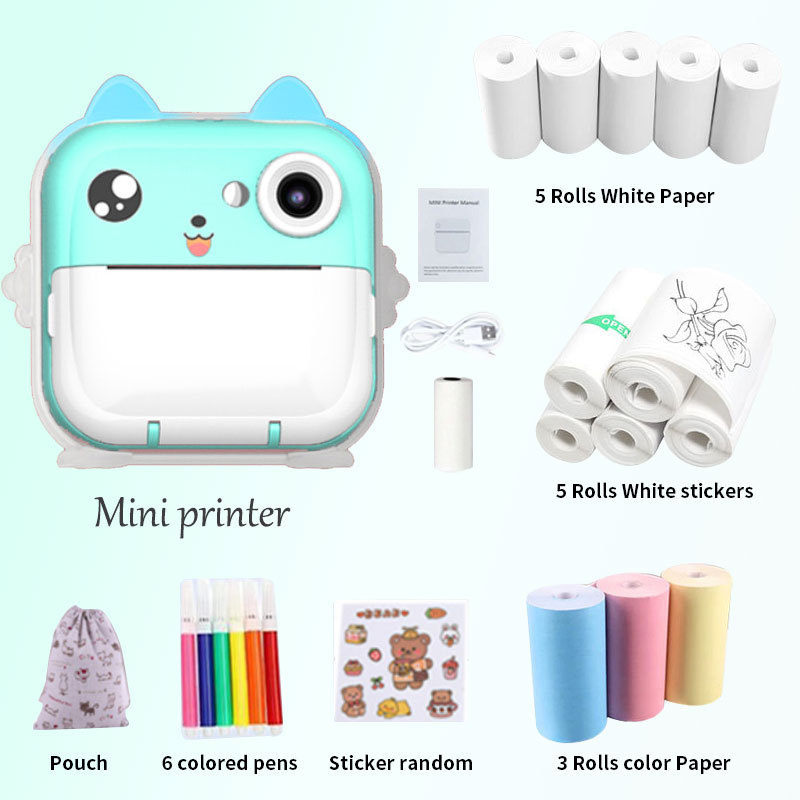 Cross-Border Children's Instant Print Camera, Cute Cartoon Mini Slr High-Definition Color Photo Printing Camera