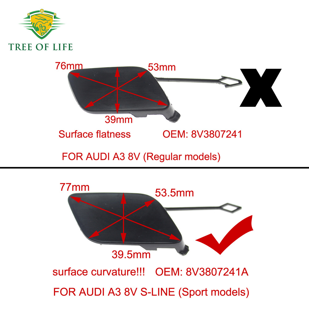 8V3 807 241A para para Audi parachoques delantero cubierta de gancho de remolque sin pintura