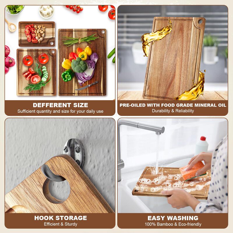 Wooden Chopping Board Set Household Solid Wood Kitchen Cutting Board Thickeneded Chopping Board with Sink Kneading Panel