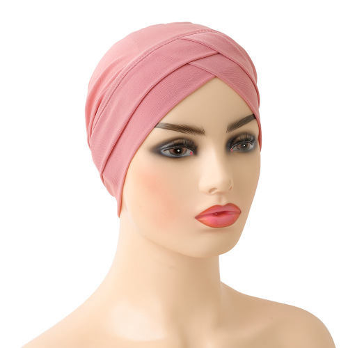 Fashionable crystal linen double-layer cross hood, turban, Arabic scarf, chemotherapy cap, Malay gauze scarf H117