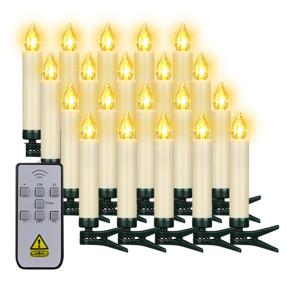 Velas electrónicas con control remoto, velas de plástico simuladas con temporizador para decoración navideña y de Halloween, luces de vela de plástico con iluminación de llama.