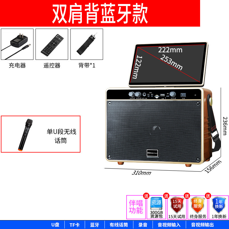 金正肩背戸外広場舞音響帯ディスプレイビデオbluetoothスピーカー家庭用k歌プレーヤー卸売り|undefined