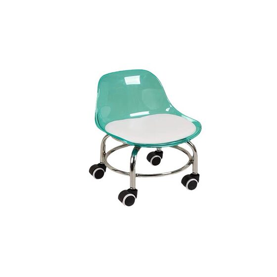 Internet Celebrity Acrylic Transparent Backrest Small Stool Low Silent Universal Pulley Low Stool High-end Electroplated Small Chair