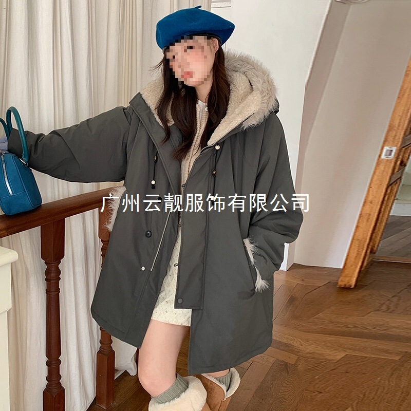 Parker women's winter 2025 new workwear style, fleece-lined, thickened, mid-length parka jacket, Zuishandiao coat Parker women's winter 2025 new workwear style, fleece-lined, thickened, mid-length parka jacket, Zuishandiao coat
