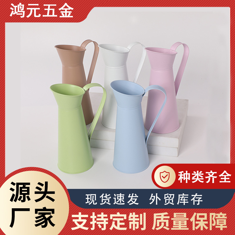Creative Simple Iron Flower Pot Color Flower Bucket Creative Window Decoration Flower Arranging Desktop Iron Vase Wholesale