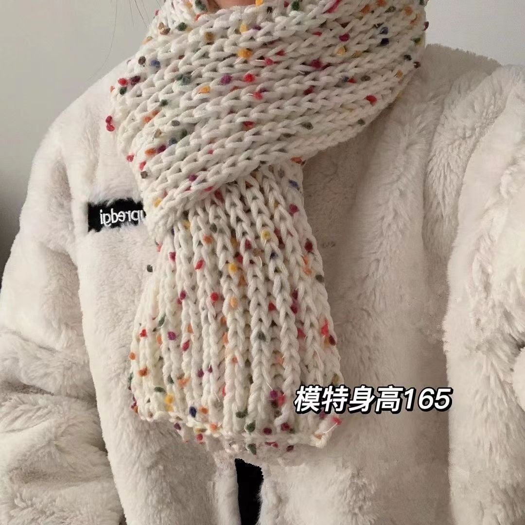 彩虹糖围巾材料包彩虹糖围巾线毛线diy材料包彩虹豆豆纱毛线批发