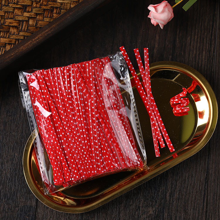 现货波点扎丝包装面包糖果棒棒糖扎丝礼品装饰绳厂家批发500根