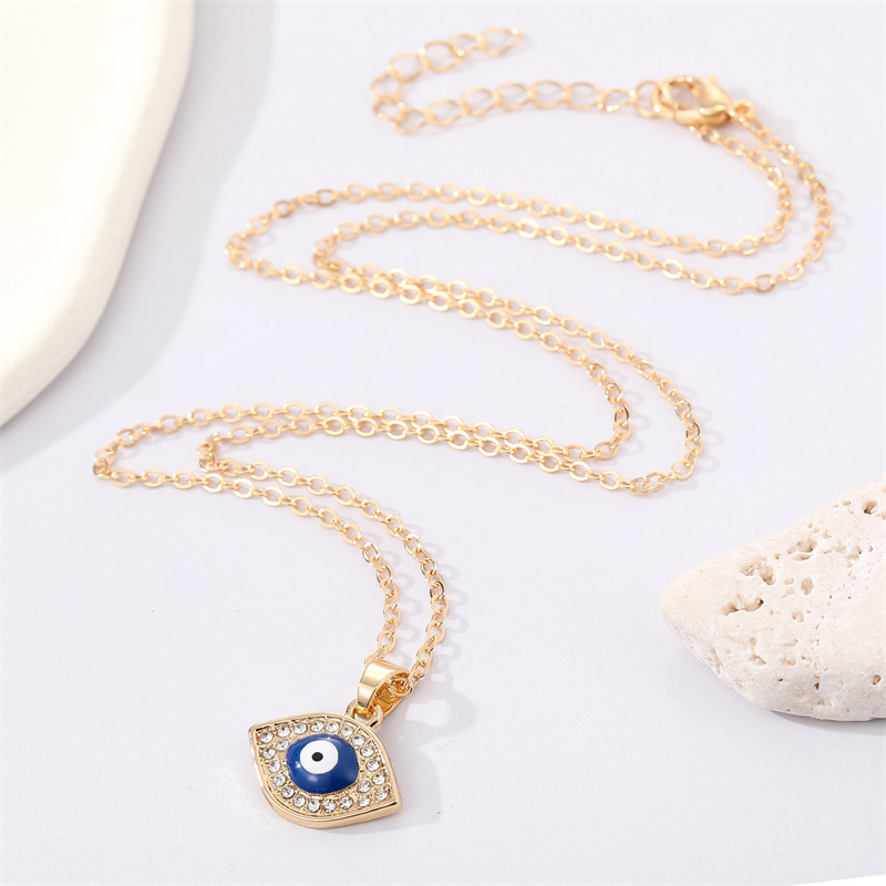 retro full diamond eye necklace simple blue devilu0027s eye pendant clavicle chain