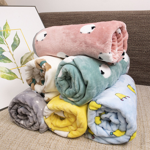 Factory Wholesale Cartoon Printed Thick Pet Blanket Dog Pet Mat Flannel Coral Fleece Blanket