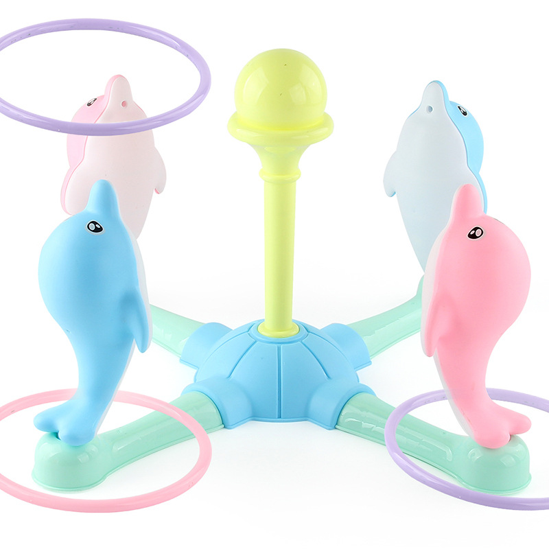 Juego de delfines eléctricos anillo de lanzamiento juego de anillo jardín de infantes bebé educación temprana padre-hijo anillo interactivo juguete