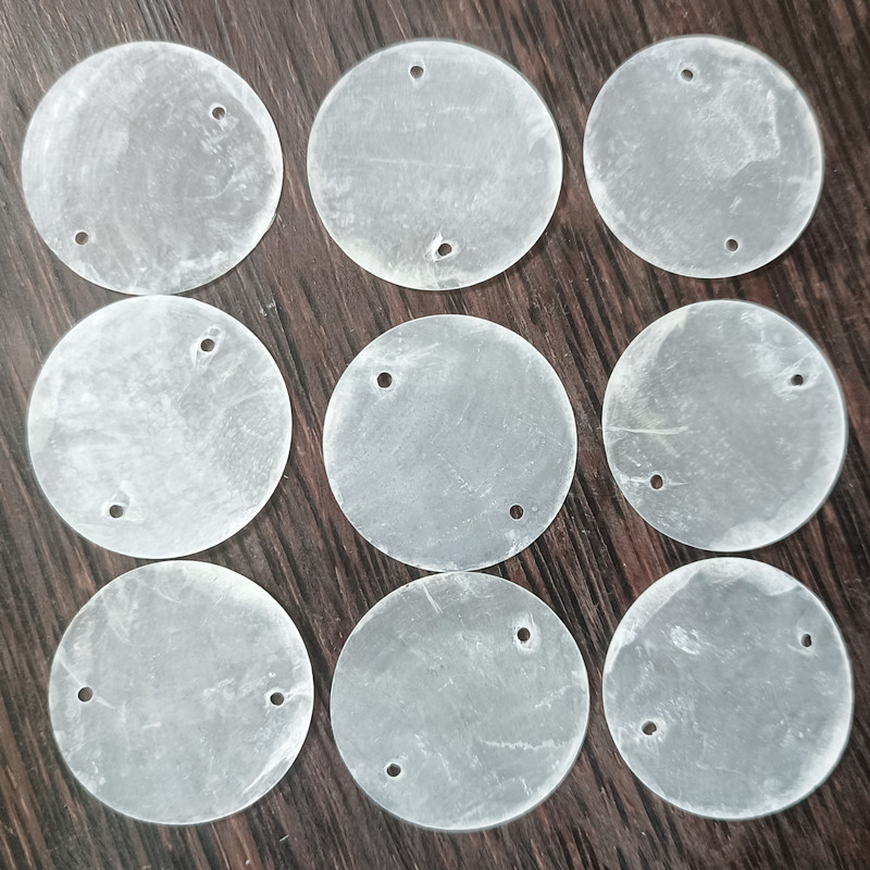 3.0cm圓片對邊雙孔超薄圓形平面鏡貝片服裝窗簾創意配件