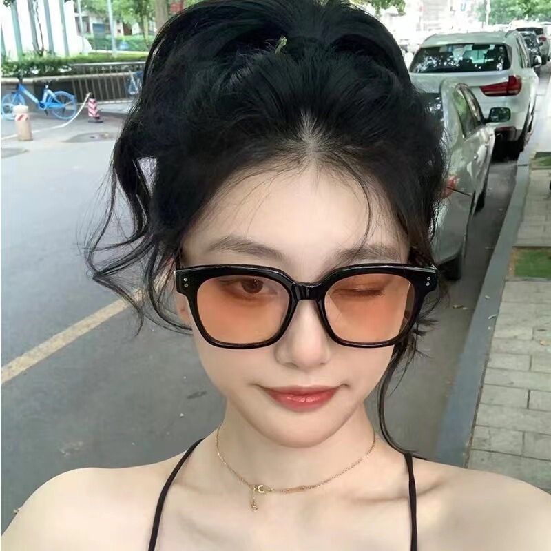 Gm Sunglasses King Jiaer Same Style Large Frame Sunset Gradient Sunglasses Street Style Anti-Uv Sunglasses Female Combination