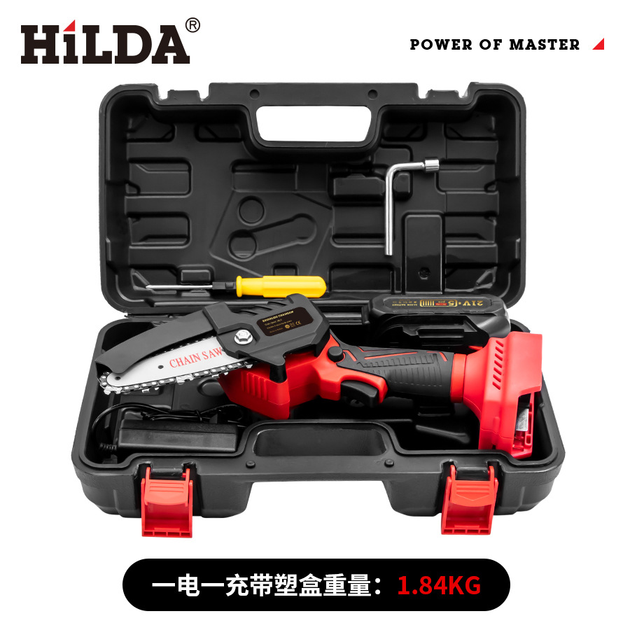 La sierra de cadena eléctrica sin escobillas HILDA se puede usar con la sierra eléctrica de alta potencia de las manos izquierda y derecha de gran capacidad