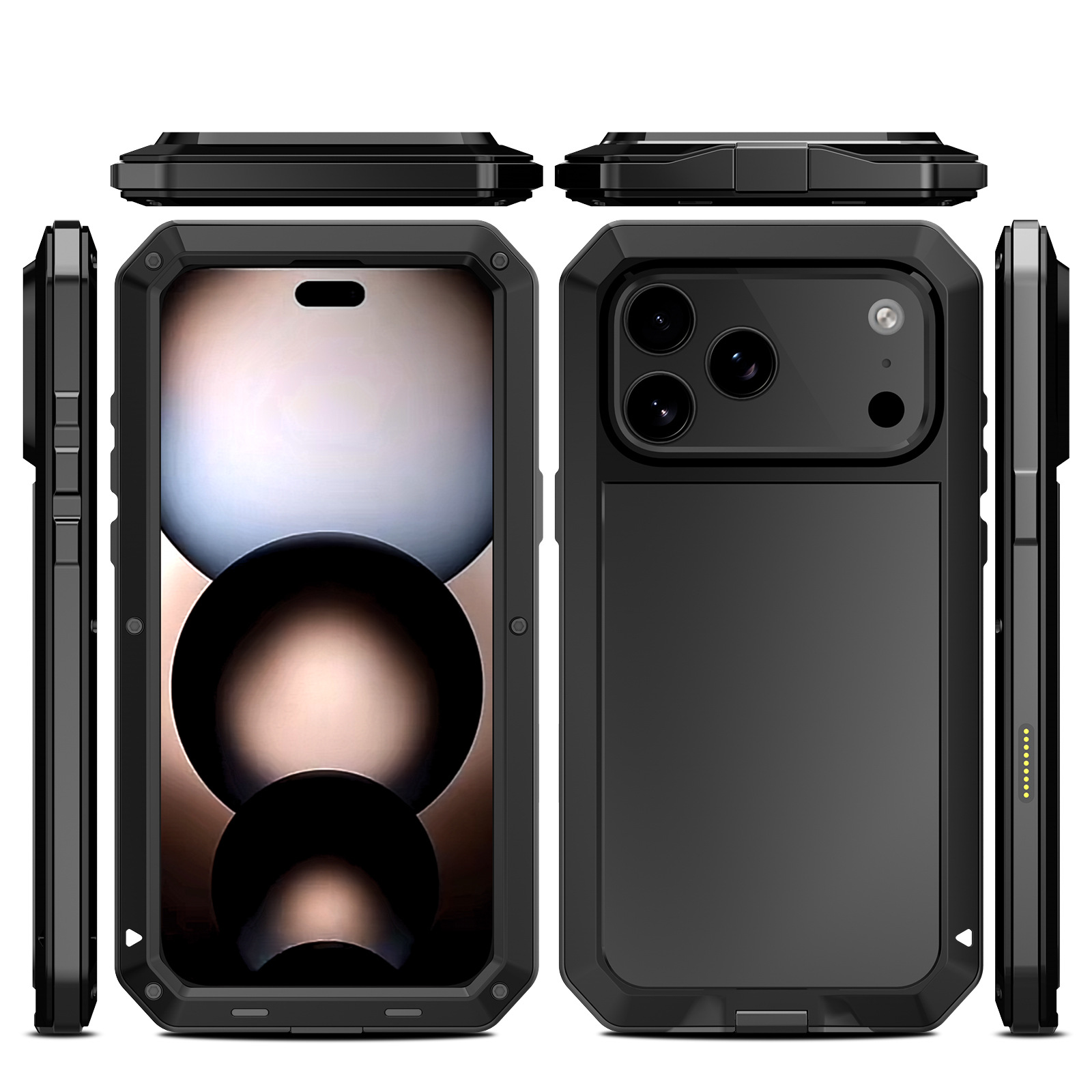 Ốp lưng điện thoại chống sốc viền dày hợp kim nhôm ba lớp cho iPhone 16 Pro Max / 17 Pro Max — Đen, Bạc, Đỏ rượu