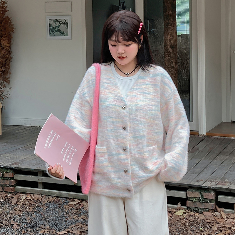 Customized Sweet Knitted Cardigan for Women, New Autumn and Winter Plus-Size Women's Clothing, Lazy Style Sweater Coat 330725