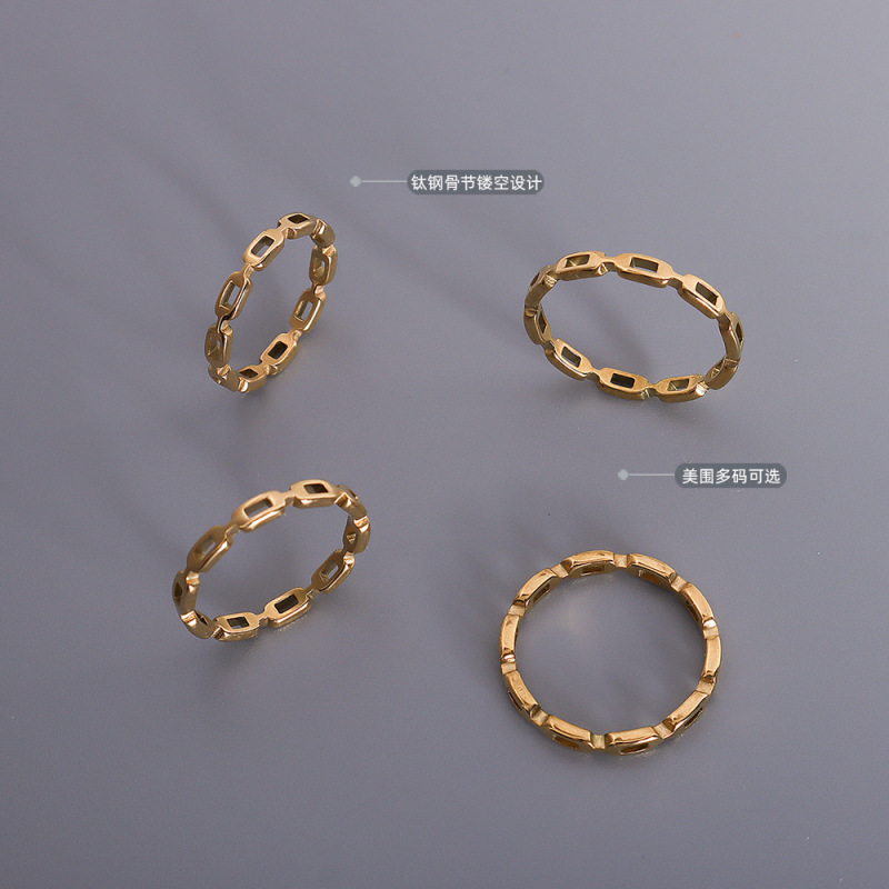 Markaフレンチinsアクセサリーing骨節抜きリング人差し指リングチタン鋼18k金a206|undefined