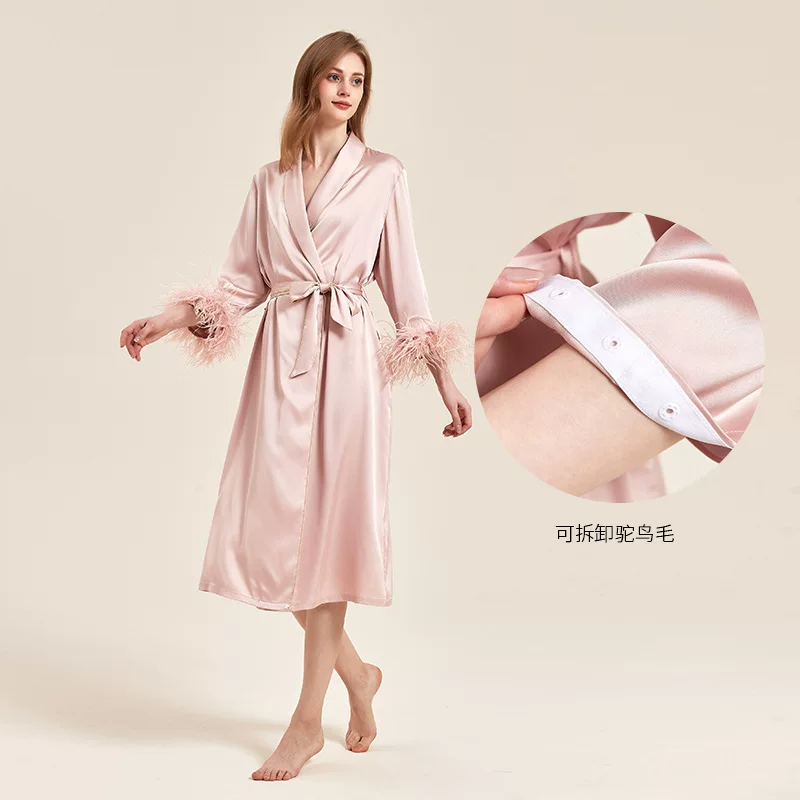 贝女梦 Зимняя шелковая пижама невесты, халат