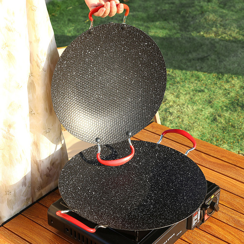 Outdoor camping BBQ plate, porcelain stone non-stick meat plate, Korean iron griddle, camping stove plate