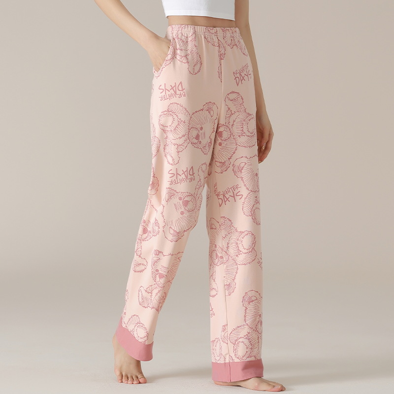 Pantalones de pijama de mujer primavera y otoño pantalones largos de algodón casuales sueltos de moda se pueden usar pantalones caseros de algodón de verano