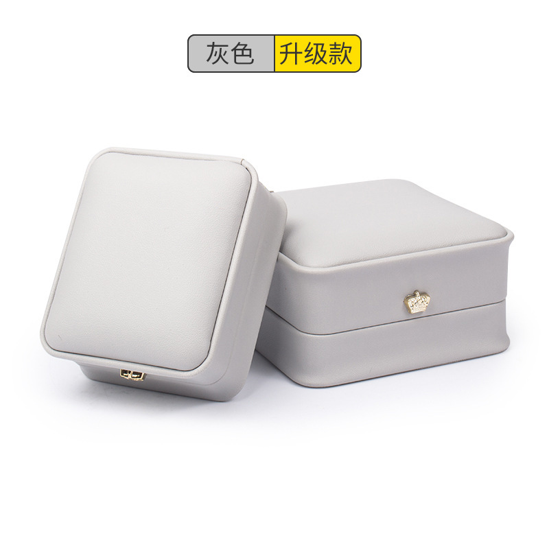 PU レザークラウンウエストリングボックスジュエリー包装ボックスパールボックススポット卸売ジュエリーブレスレットボックスネックレスギフトボックス|undefined