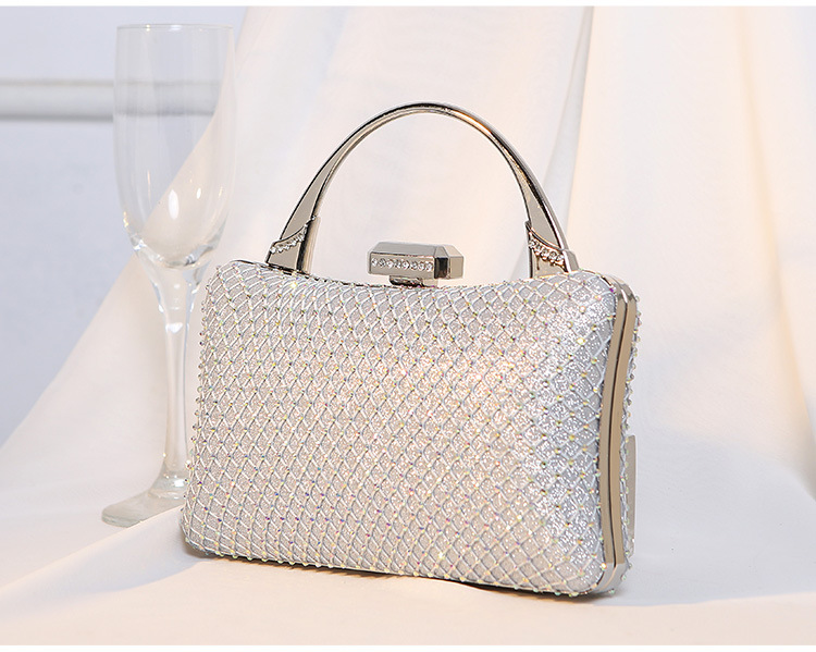 Le Noir Or Argent Strass Carré Carré Sac De Soirée display picture 3