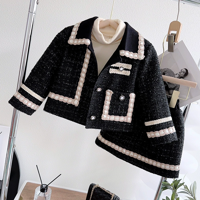 Girls' Winter Set — Quilted Jacket & Mini Skirt, Korean Chanel-style, Thickened 2023