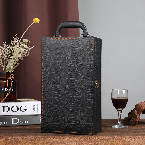 Red Wine Gift Box with Two Bottles, Leather Box Including Wine Accessories, Logo Available, Wine Bottle Gift Box