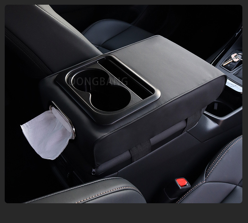 Car Armrest Box Heightening Pad with Tissue Storage