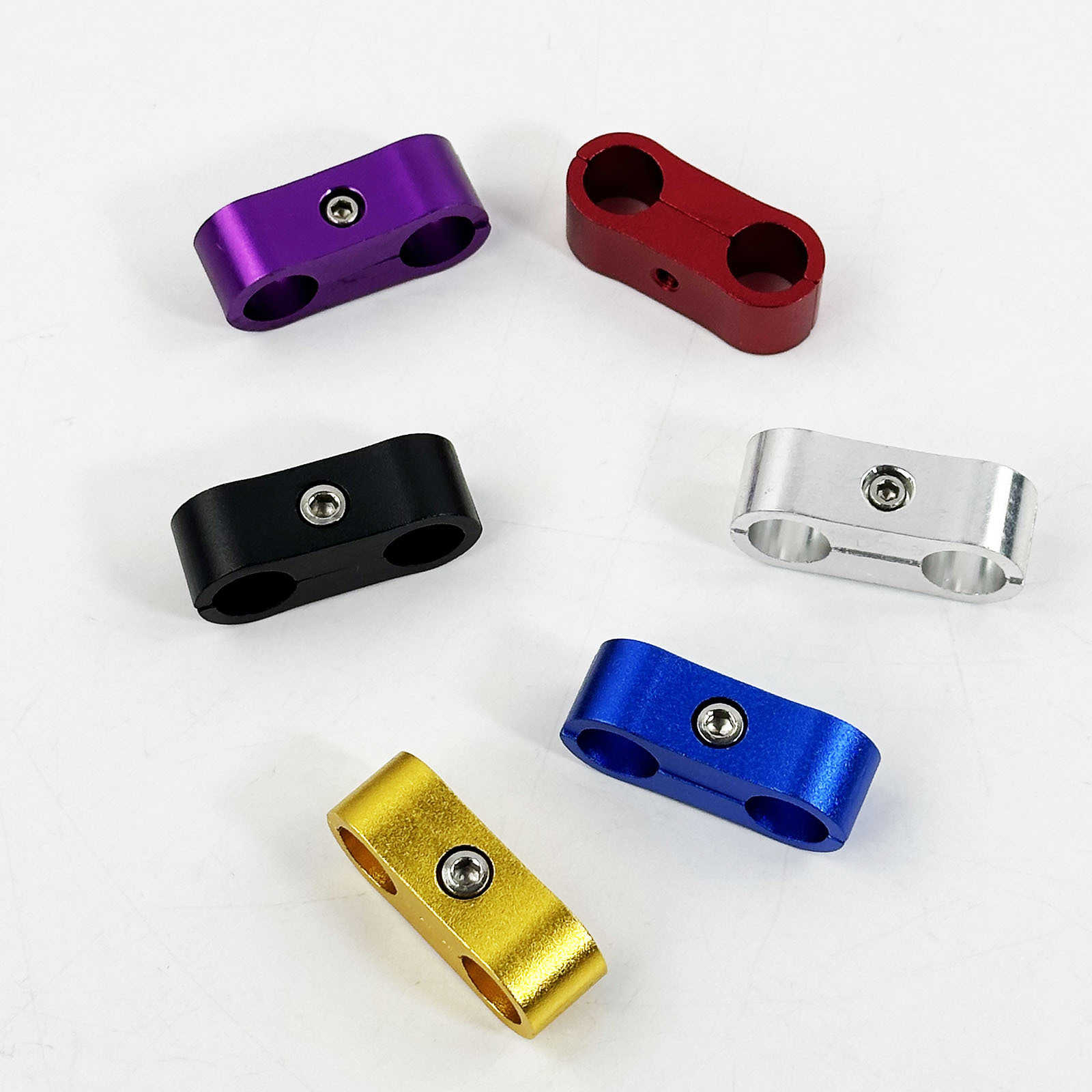 Car Parts An4-An20 Braided Oil Hose Double-Hole Clamp Separation Buckle Aluminum Alloy Pipe Clamp Suitable for Various Hoses