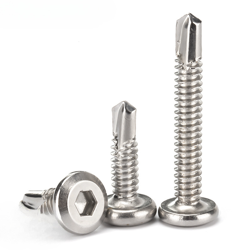 410 스테인레스 스틸 플랫 헤드 육각형 소켓 드릴 테일 거꾸로 된 가장자리 셀프 태핑 셀프 드릴링 도브 테일 스크류 가드 레일 스크류 M5.5