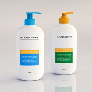 500ml Hdpe Flat Round Bottle Shampoo and Shower Gel Plastic Empty Bottle Packaging Custom Press Bottle Pump Head