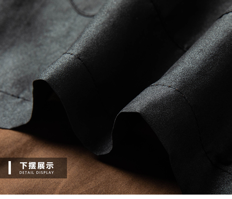 Áo sơ mi nam ngắn tay cổ đứng phong cách Trung Hoa, chất liệu lụa tơ tằm cao cấp — Màu đen G6001 ngắn tay chi tiết 19