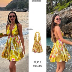 婦人服卸売り春の新型リゾート風露背綿質首の短いプリントワンピース