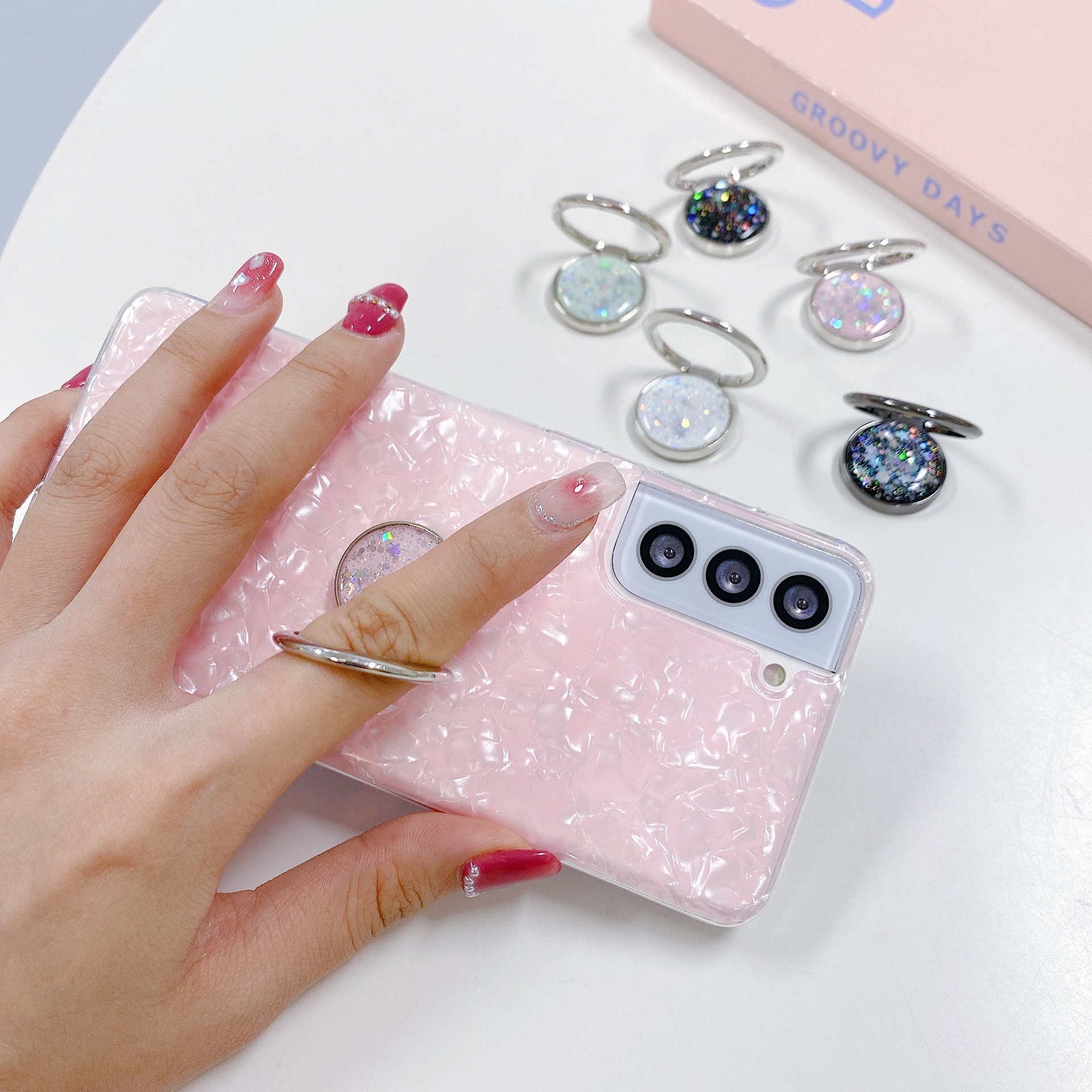 11g Weight Universal Applicable Brands Phone Ring Grips Classification Metal Material Colorful Pattern Shiny Style Colorful Metal Shiny Universal Phone Ring Grips 9