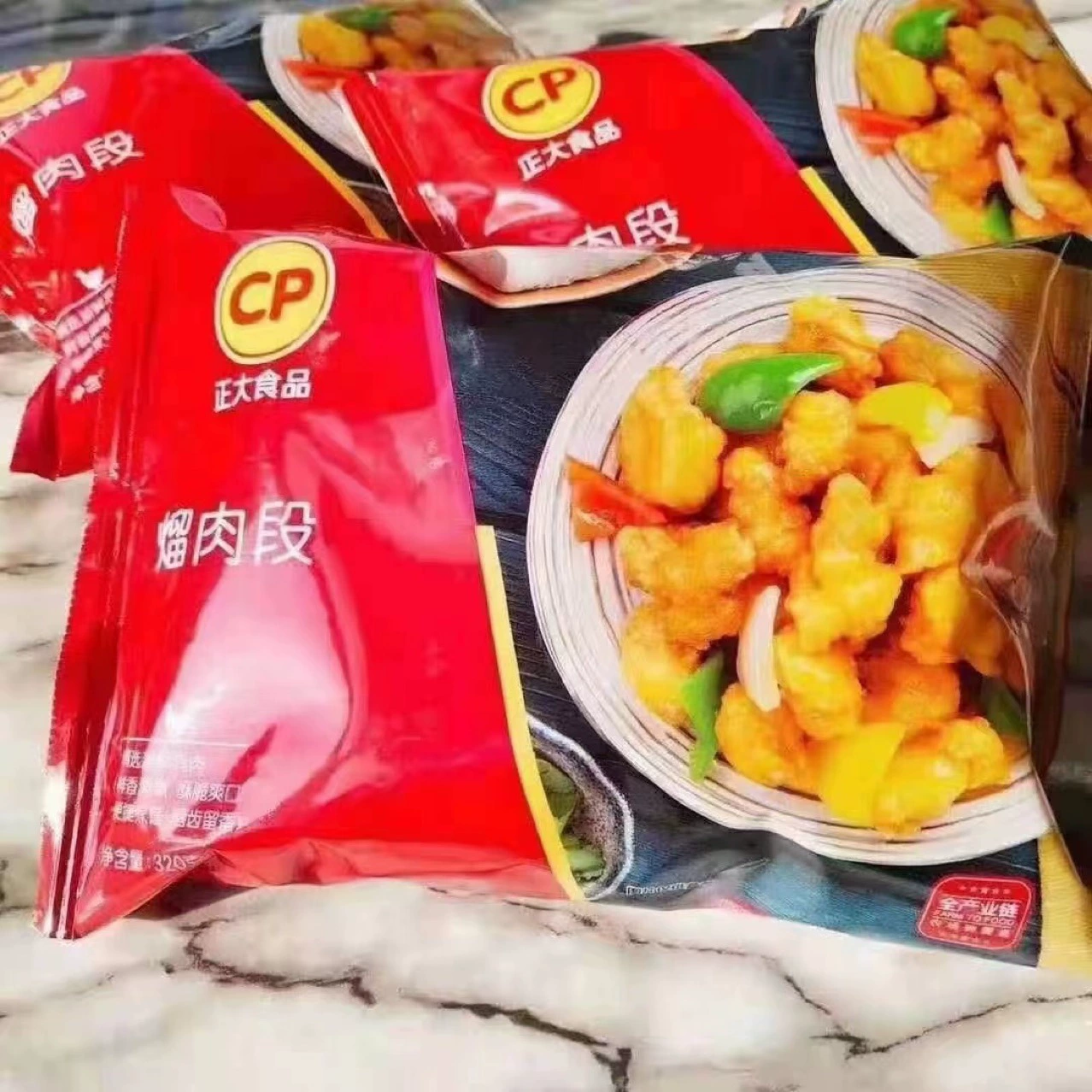 Курица CP Zhengda Liumo, сегмент 320 г, полуфабрикат для быстрого приготовления, замороженный, хрустящий снаружи, нежный внутри, ароматный, оптовая продажа в целых коробках.